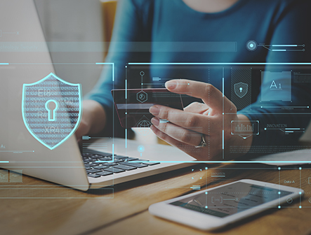 Laptop with icons for security protection