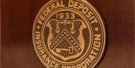 FDIC seal on wood paneling 